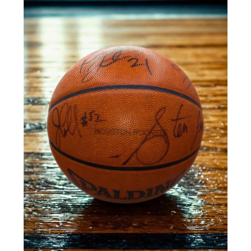 Houston Rockets Team Signed Game Used NBA Basketball 2000–01 Hakeem Final Season
